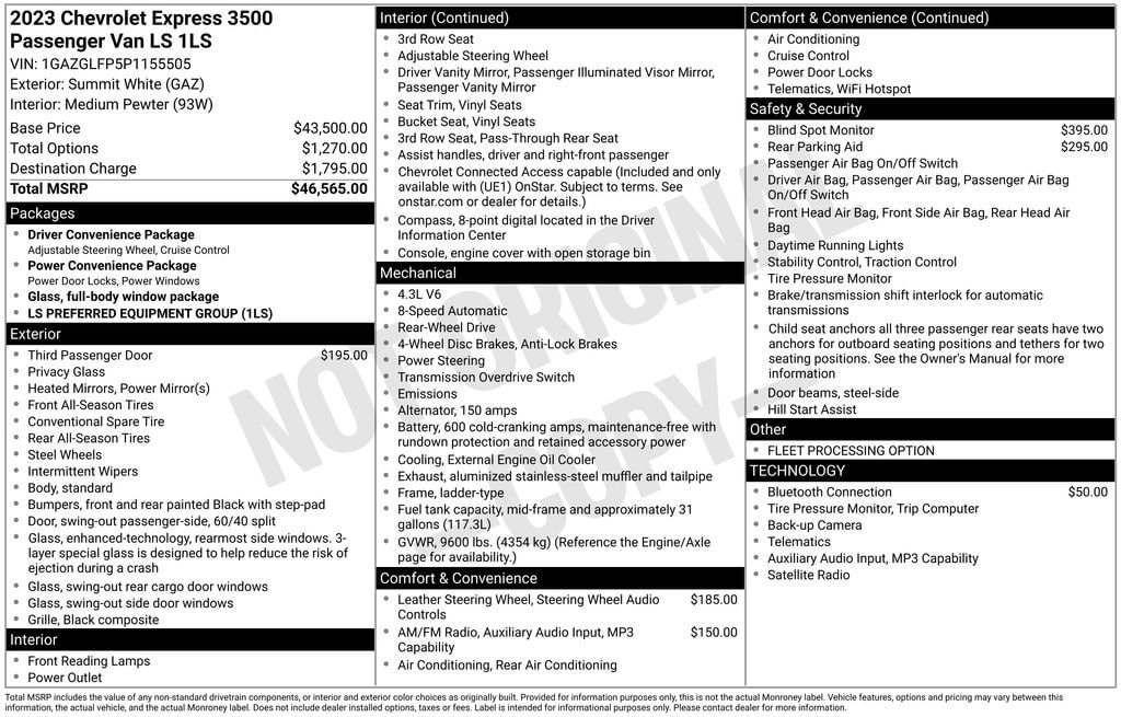 chevrolet express passenger 2023 1GAZGLFP5P1155505 image chevrolet express passenger 2023 1GAZGLFP5P1155505 image